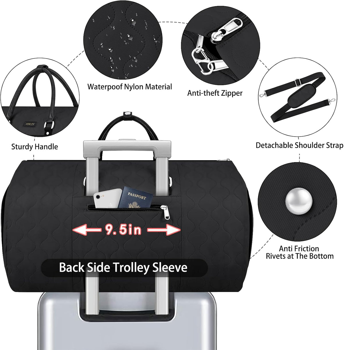 Garment Bag for Travel Convertible Carry on Travel Duffel Bag for Men Women