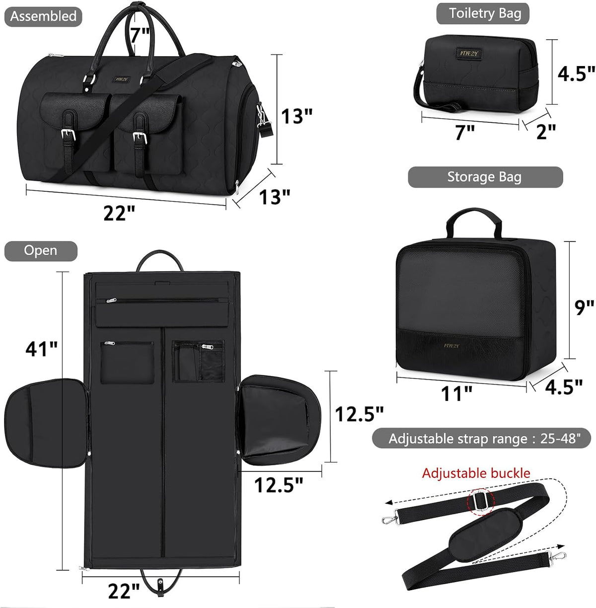 Garment Bag for Travel Convertible Carry on Travel Duffel Bag for Men Women