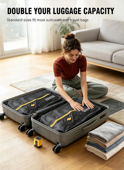 Ultimate Travel Vacuum Bags with Rechargeable Pump - 24L Space-Saving Compression Kit (3 Pack)