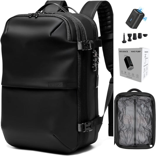 60L Expandable Vacuum Backpack with TSA Lock and USB Charging Port - Waterproof Travel Companion