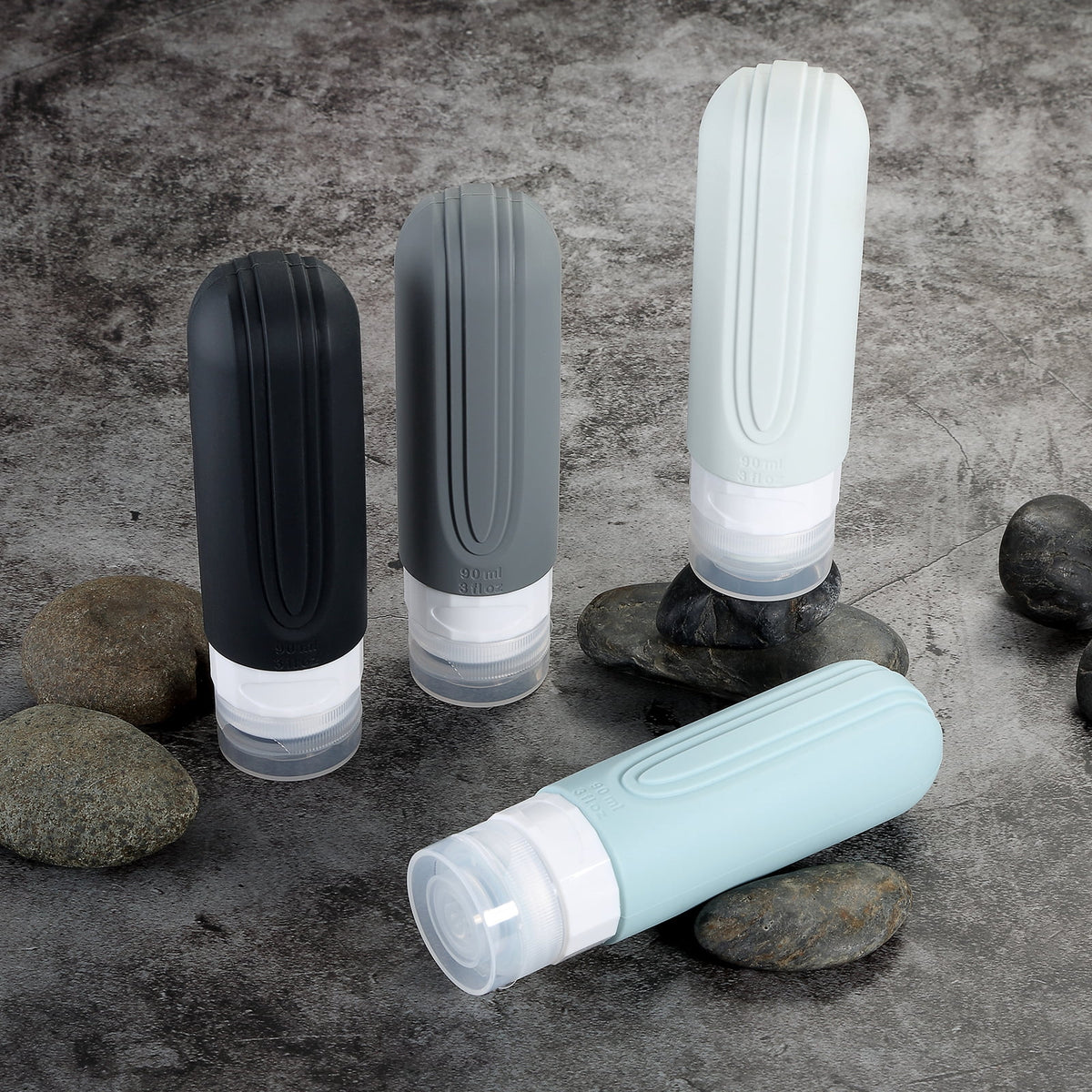 Ultimate Travel Bottles for Toiletries - TSA Approved 3oz Silicone Containers, Leak-Proof & Refillable, Perfect for Shampoo, Conditioner & Lotion (4 Pack)