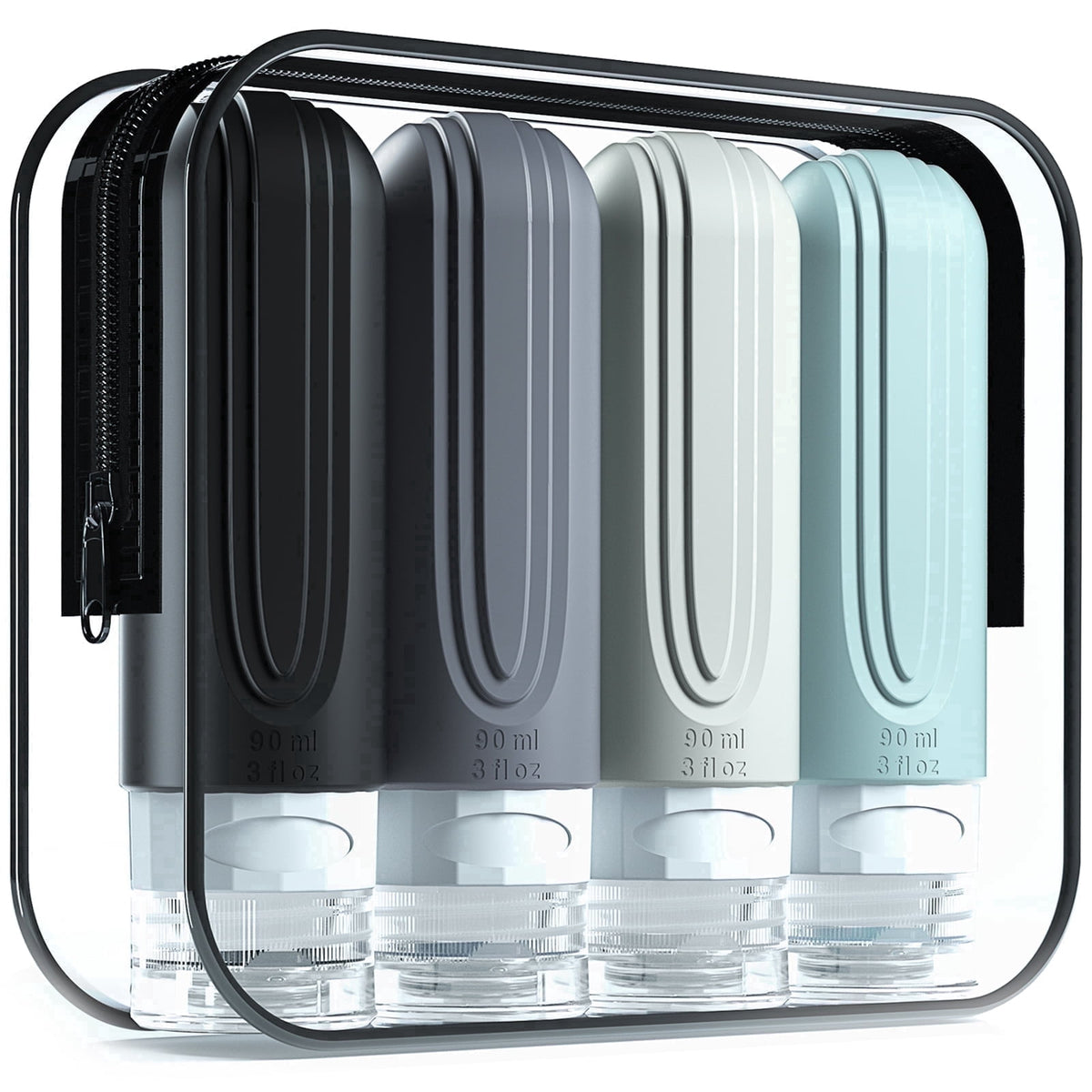 Ultimate Travel Bottles for Toiletries - TSA Approved 3oz Silicone Containers, Leak-Proof & Refillable, Perfect for Shampoo, Conditioner & Lotion (4 Pack)