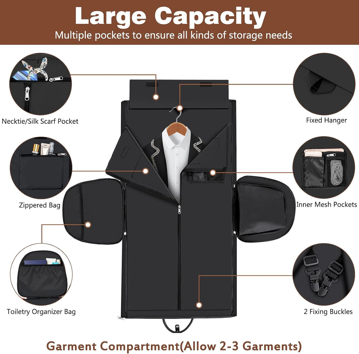 Garment Bag for Travel Convertible Carry on Travel Duffel Bag for Men Women