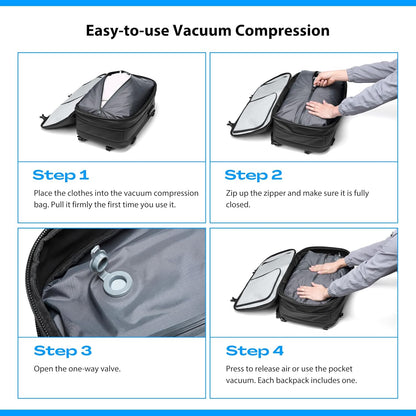 60L Expandable Vacuum Backpack with TSA Lock and USB Charging Port - Waterproof Travel Companion